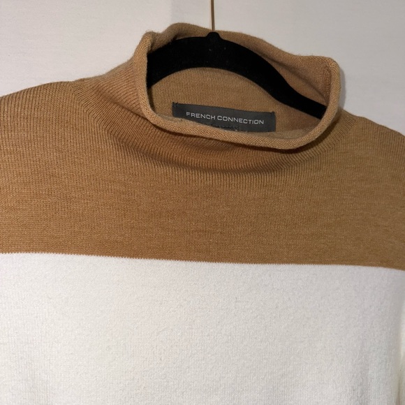 French Connection Camel/White Roll neck Sweater Size S - Picture 3 of 4